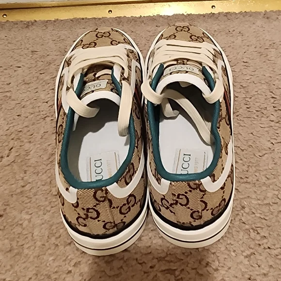 GG Brown and White Designer Sneakers - Picture 6 of 6